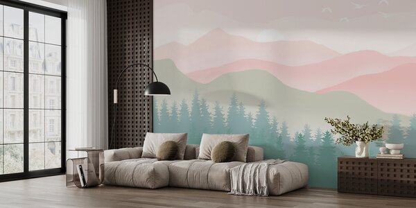 Fotótapéta Tájkép fákkal és hegyekkel, Designer fali fotótapéta, Népszerű fotótapéta, u98774 - Tapeko.hu