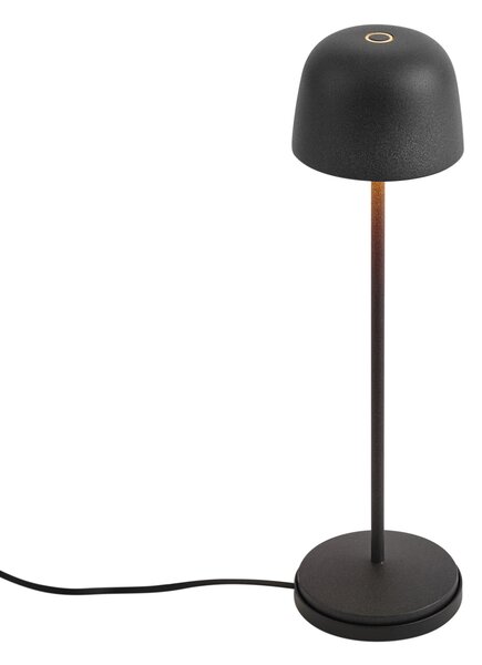 Asztali lámpa fekete LED-del, újratölthető, töltőállomással IP65 - Raika