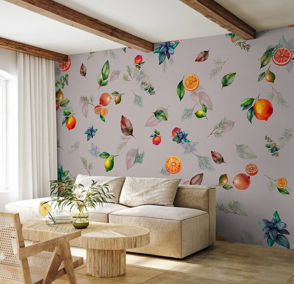 Fotótapéta Citrusfélék és levelek mintás design, Modern fotótapéta, Modern fotótapéta, u98770v1 - Muralas.hu