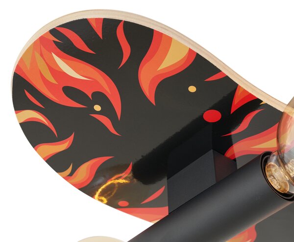 Fali lámpa fekete, piros színnel 80 cm - Skateboard