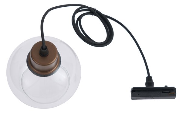 Modern bronz függőlámpa átlátszó üveggel 1 fázisú sínrendszerhez - Iconic Lava