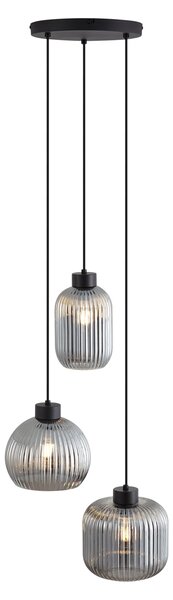 Design függőlámpa fekete füstüveggel, 3-lámpás - Ana