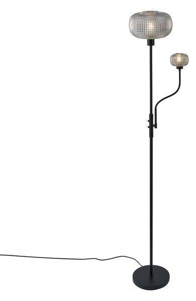 Design állólámpa fekete füstüveggel, 2 égős - Brianna