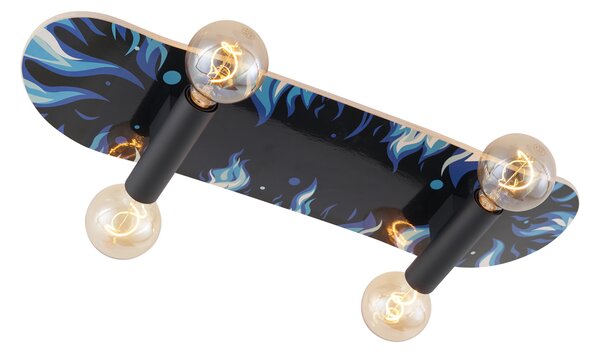 Fali lámpa fekete kékkel 80cm - Skateboard