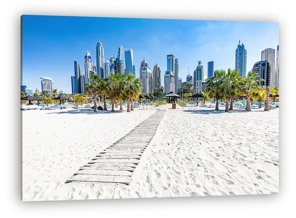 Dubai jumeirah tengerpart , felhőkarcolókkal a háttérben (vászonkép)