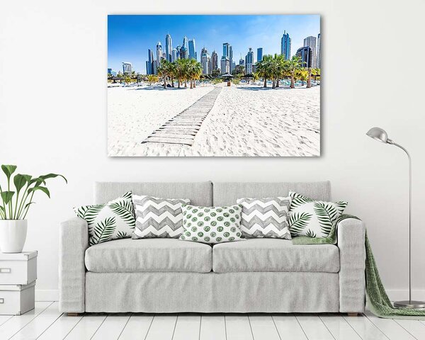 Dubai jumeirah tengerpart , felhőkarcolókkal a háttérben (vászonkép)