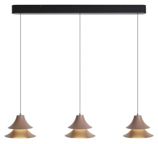Fekete függőlámpa mokkaszínnel, LED-del, 3 lépésben dimmelhető, 3 izzós, Easylift - Witch