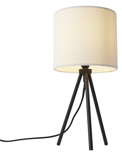 Modern, háromlábú asztali lámpa fehér színben, bársonyernyővel - Luz