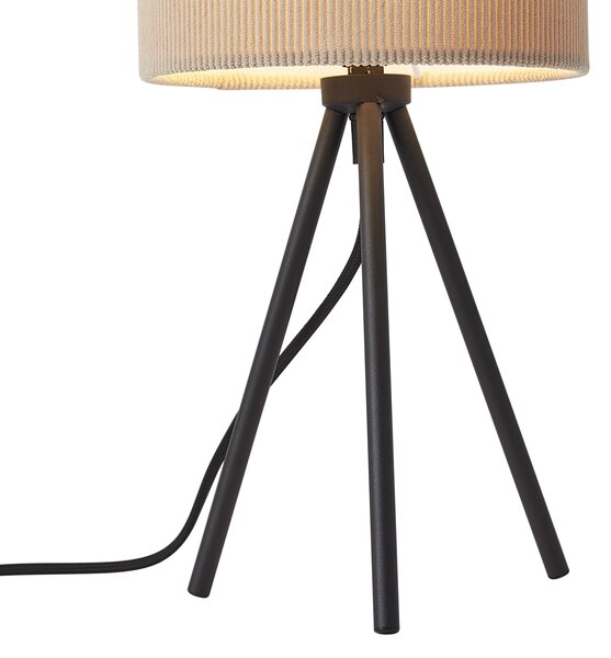 Modern háromlábú asztali lámpa taupe színben, bársonyernyővel - Luz