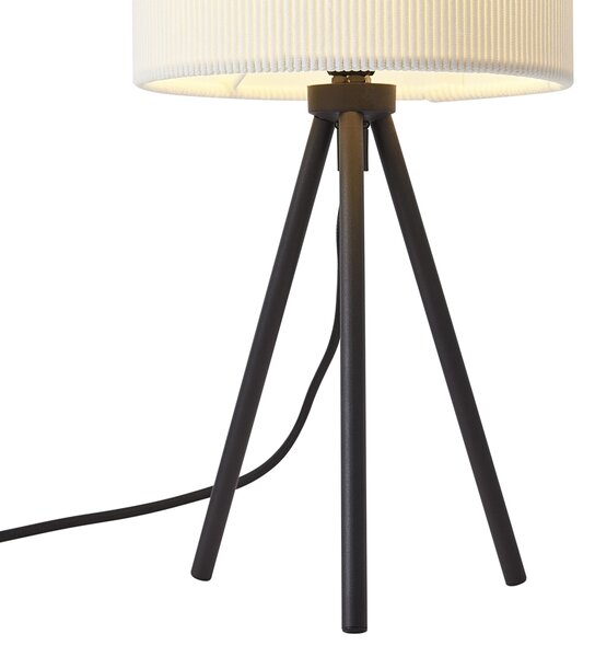 Modern, háromlábú asztali lámpa fehér színben, bársonyernyővel - Luz