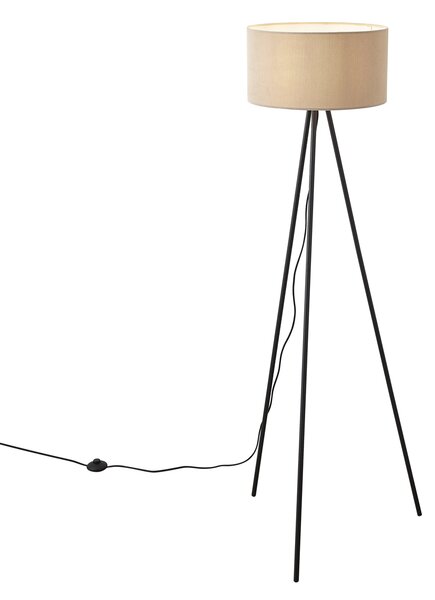 Modern háromlábú állólámpa taupe színben, bársonyernyővel - Luz