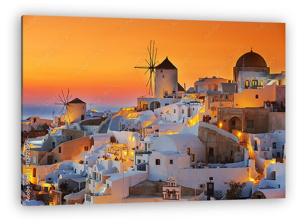 Oia naplemente narancs színekben, Santorini (vászonkép)