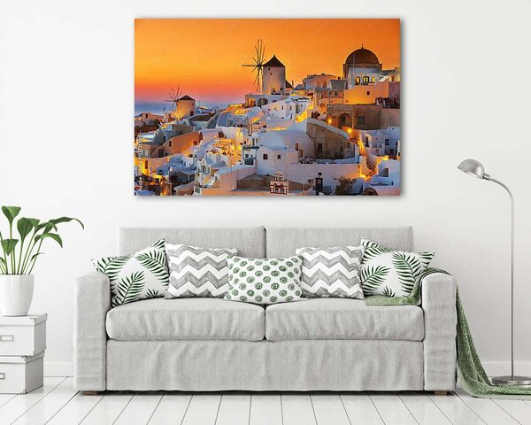Oia naplemente narancs színekben, Santorini (vászonkép)