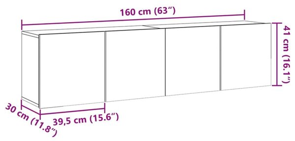 VidaXL Falra Szerelhető TV Szekrény - Tölgyfa - 80x30x41 cm (2 db)