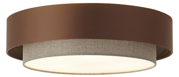 Modern mennyezeti lámpa sötét bronz színben, taupe színnel 50 cm 3-lámpás - Drum Duo