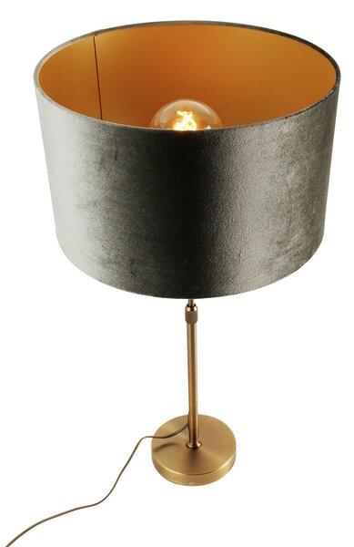 Bronz asztali lámpa zöld bársonyernyővel 35 cm - Parte