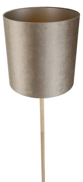 Fa állólámpa taupe bársonyernyővel 40cm - Mels