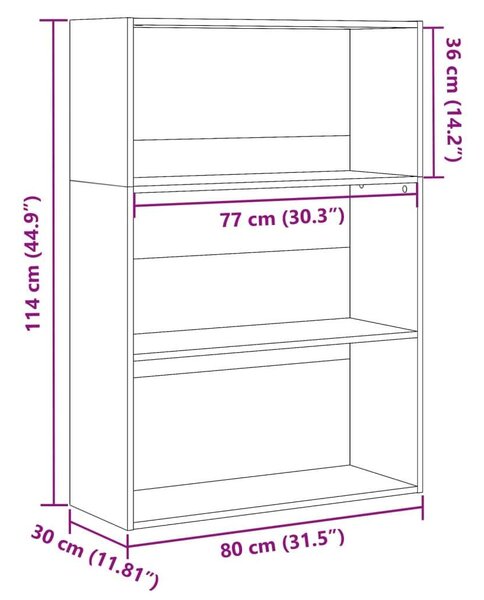VidaXL Fa Könyvespolc - Fehér - 80x30x114 cm
