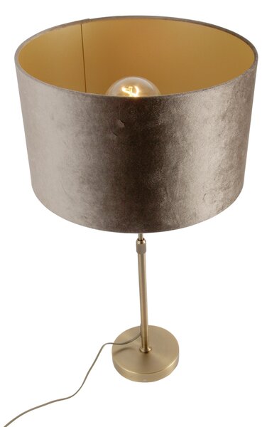 Bronz asztali lámpa barna bársonyernyővel 35 cm - Parte