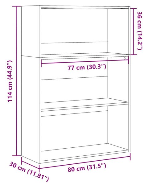 VidaXL Fa Könyvespolc - Fehér - 80x30x114 cm