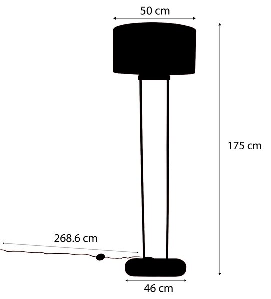 Állólámpa bézs színben, zöld ovális búrával és arany belsővel 50cm - Thijmen