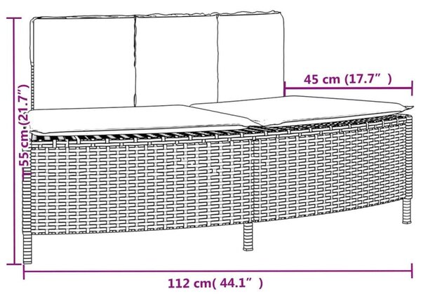 VidaXL 2 db szürke polyrattan pezsgőfürdő pad párnával