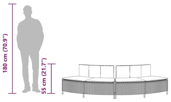 VidaXL 2 db szürke polyrattan pezsgőfürdő pad párnával