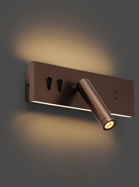 2 darabos modern sötét bronz állítható fali lámpa USB-C-vel, LED-del - Modric