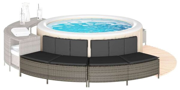 VidaXL 2 db szürke polyrattan pezsgőfürdő pad párnával