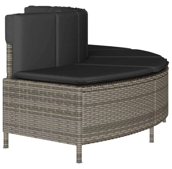 VidaXL 2 db szürke polyrattan pezsgőfürdő pad párnával
