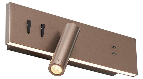 2 darabos modern sötét bronz állítható fali lámpa USB-C-vel, LED-del - Modric