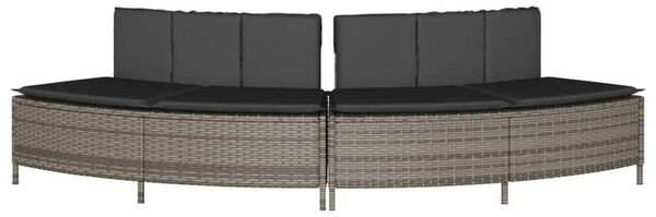 VidaXL 2 db szürke polyrattan pezsgőfürdő pad párnával