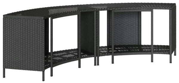 VidaXL Pezsgőfürdő Tárolópolc - 2 db - Fekete Polyrattan - 112x45x55cm