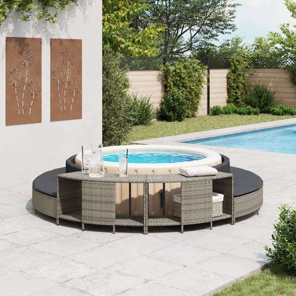 VidaXL Pezsgőfürdő Tárolópolc - 2 db - Szürke Polyrattan