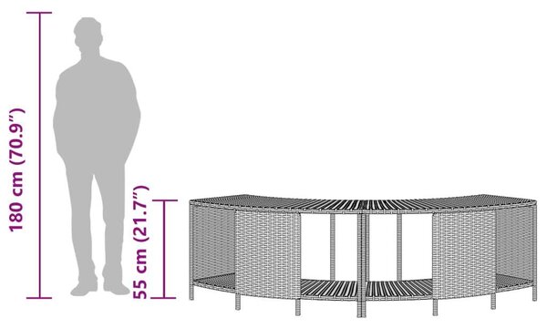 VidaXL Pezsgőfürdő Tárolópolc - 2 db - Szürke Polyrattan