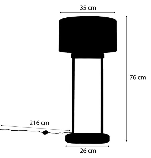 Sárgaréz állólámpa levélmintás, ovális búrával és arany belsővel 35 cm - Thijmen