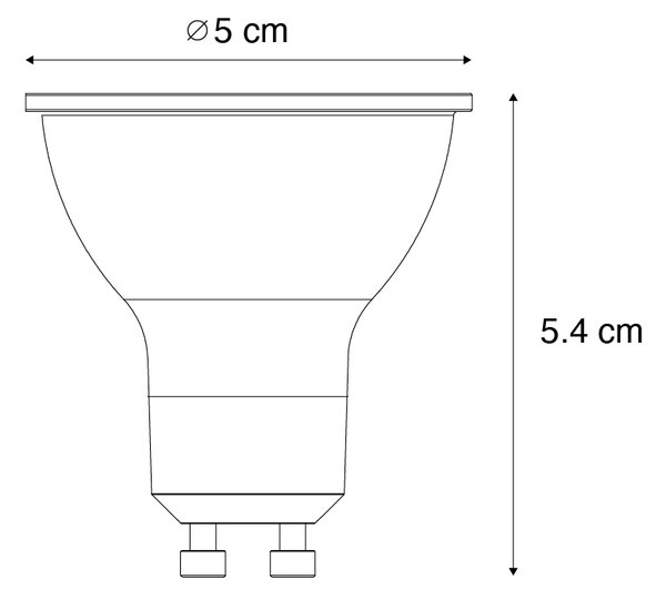 5 darabos GU10 50 mm-es dimmelhető LED izzókészlet, átlátszó, 2,5 W, 450 lm, 6500 K