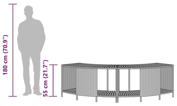VidaXL Pezsgőfürdő Tárolópolc - 2 db - Fekete Polyrattan - 112x45x55cm