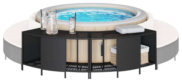 VidaXL Pezsgőfürdő Tárolópolc - 2 db - Fekete Polyrattan - 112x45x55cm
