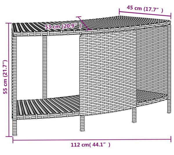 VidaXL Pezsgőfürdő Tárolópolc - 2 db - Fekete Polyrattan - 112x45x55cm