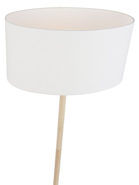 Fa állólámpa ovális vászonernyővel, fehér, 50 cm - Mels