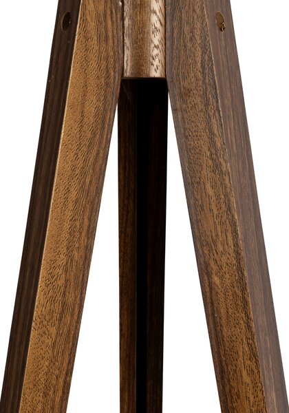 Állólámpa diófa háromlábú állvánnyal, piros lámpabúrával és arany belsővel 50cm - Tripod Classic