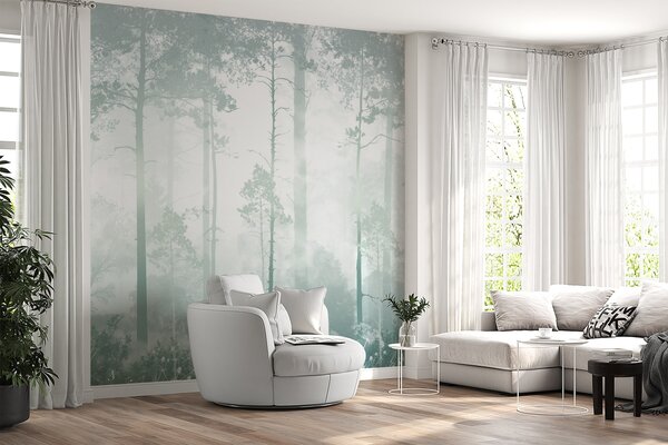 Fotótapéta Ködös erdő magas fákkal, Modern fotótapéta, Modern fotótapéta, u94439v3 - Muralas.hu