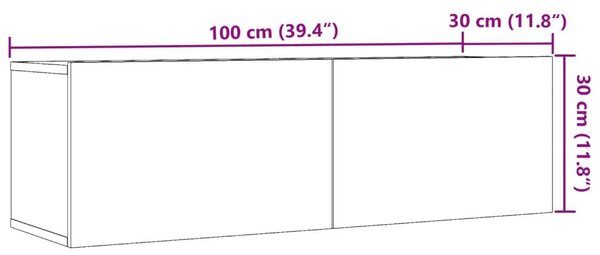 VidaXL Falra Szerelhető TV Szekrény - Antik Fa - 100x30x30 cm - 2 db