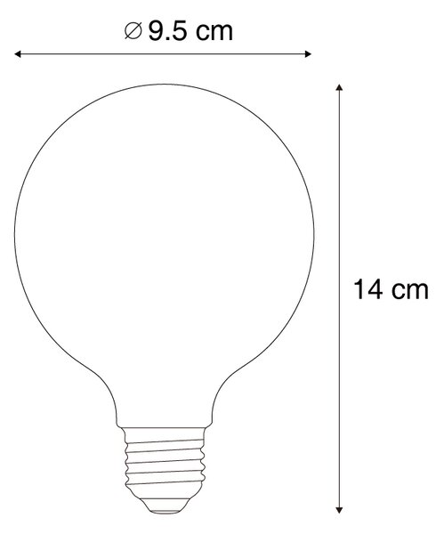 5 darabos készlet Smart E27 dimmelhető LED izzók G95 arany 7W 806 lm 1800-6500K