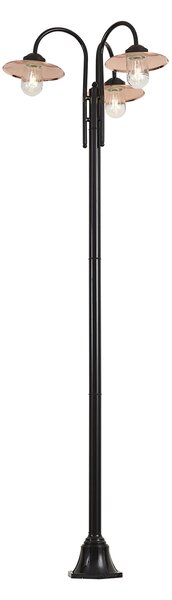 Modern kültéri lámpa fekete rézzel 235 cm 3-lámpás IP44 - Kansas