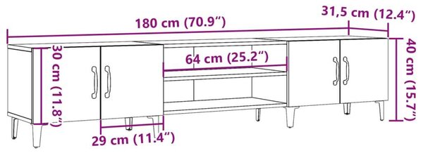 VidaXL Rusztikus Fa TV-szekrény - 180 cm