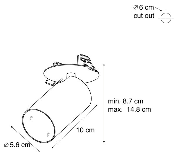 6 darabos modern süllyesztett spotlámpa szett fekete GU10 50mm IP44 - Chels