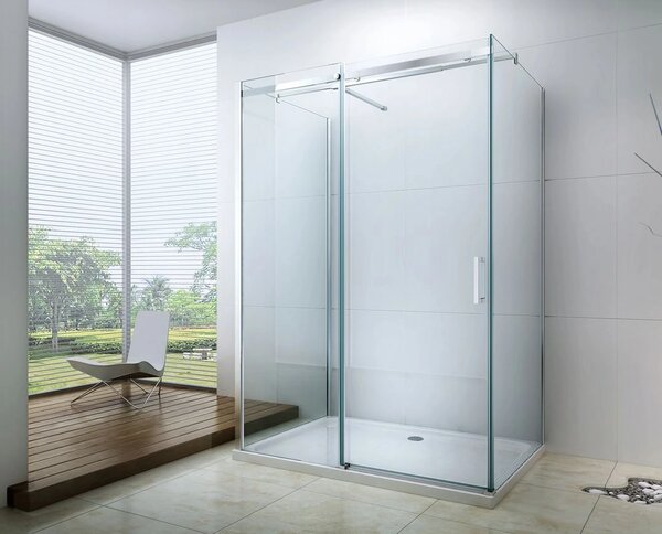 Mexen Omega 3 falas zuhanykabin 150x100cm, 8mm üveg, króm profil-átlátszó üveg, 825-150-100-03-00
