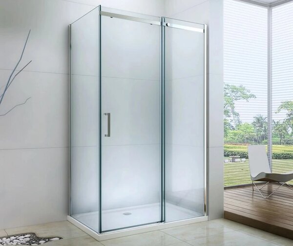 Mexen Omega zuhany 150x70cm, 8mm üveg, fekete profil-átlátszó üveg, 825-150-070-70-00